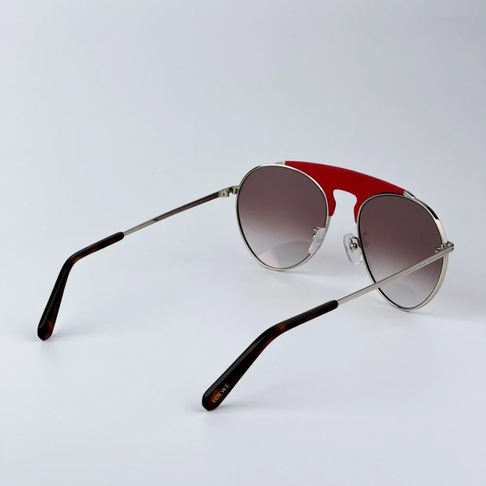 Loewe Men BRAND NEW Sunglasses LW40005U 33G Red Leather Brown Gradient Pilot